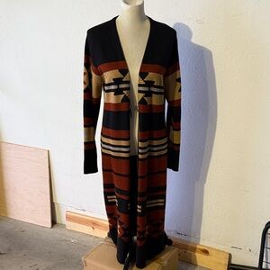 Pendleton Black and Brown Patterned Long Cardigan
